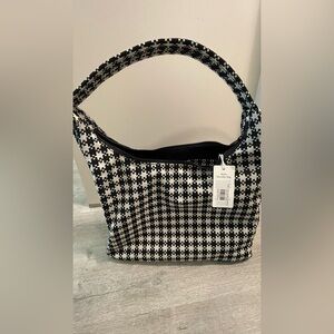 Baggu - Nylon Shoulder Bag Black & White Pixel Gingham